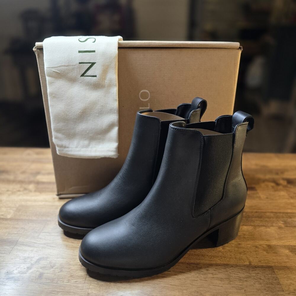 Nisolo Women’s Black Leather Ana Go-To Heeled Chelsea Boots Size 11 NEW with Box